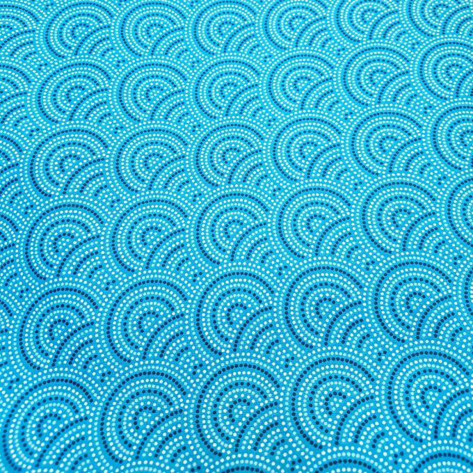 Percale cercles bleu canard