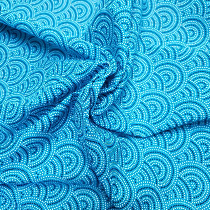 Percale cercles bleu canard