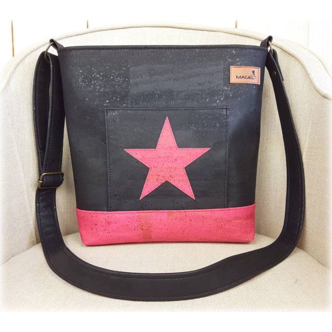 LAURA en liège- noir rose