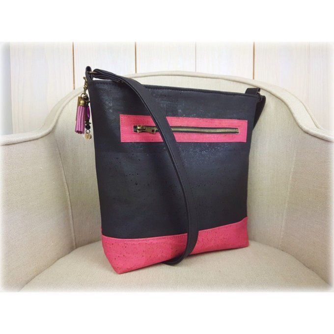 LAURA en liège- noir rose