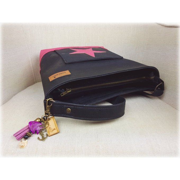 LAURA en liège- noir rose